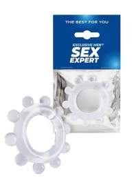 Прозрачное эрекционное кольцо со стимулирующими шариками - Sex Expert - в Саранске купить с доставкой