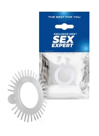 Эластичное эрекционное кольцо с шипиками и шариком - Sex Expert - в Саранске купить с доставкой