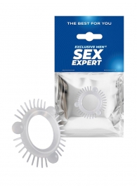 Эластичное эрекционное кольцо с 3 шариками и шипами - Sex Expert - в Саранске купить с доставкой