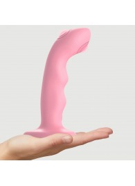 Розовая насадка-стимулятор Strap-On-Me Tapping Dildo Wave - Strap-on-me - купить с доставкой в Саранске
