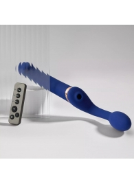 Синий безремневой страпон Multi Orgasm Bendable Strap-On size L с клиторальной стимуляцией - Strap-on-me - купить с доставкой в Саранске