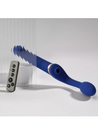 Синий безремневой страпон Multi Orgasm Bendable Strap-On size XL с клиторальной стимуляцией - Strap-on-me - купить с доставкой в Саранске