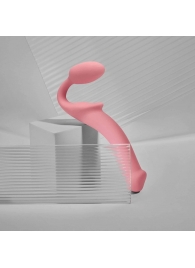 Розовый безремневой страпон Strap-on-me Semi-Realistic Bendable Strap-On size L - Strap-on-me - купить с доставкой в Саранске