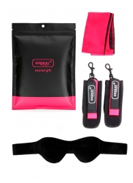 Черно-розовый эротический набор: маска, наручники и повязка - Erokay - купить с доставкой в Саранске