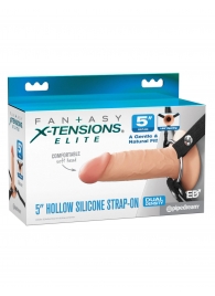 Телесный пустотелый фаллопротез 5’’ Hollow Silicone Strap-On - 14 см. - Pipedream - купить с доставкой в Саранске
