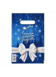 Сине-белый подарочный новогодний пакет с вырубной ручкой (20х30 см) - Сима-Ленд - купить с доставкой в Саранске