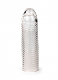 Прозрачная закрытая насадка на пенис с ребрышками - 16 см. - Sex Expert - в Саранске купить с доставкой