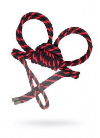 Черно-красные наручники-оковы ’’Узел-омега’’ из хлопковой веревки - Pecado - купить с доставкой в Саранске