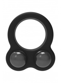 Черное эрекционное кольцо с утяжелителями Cockring Dual Weight - Dream Toys - в Саранске купить с доставкой