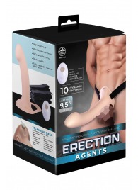 Телесный полый страпон с вибрацией Erection Agents - 24,1 см. - NMC - купить с доставкой в Саранске