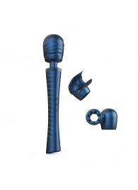 Синий вибромассажёр с насадками Man.wand Edgy - Manwan - в Саранске купить с доставкой