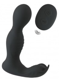 Черная анальная пробка с вибрацией, вращением и пультом ДУ RC Butt Plug with 2 Functions - Orion - в Саранске купить с доставкой