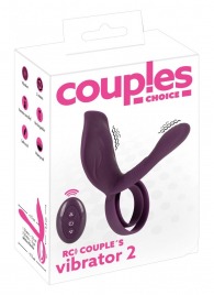 Фиолетовая насадка на член с клиторальным отростком и пультом ДУ RC Couple’s Vibrator 2 - Orion - в Саранске купить с доставкой