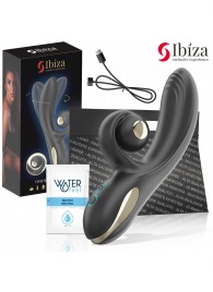 Черный вибратор-кролик с режимами вибрации и вращения - 18,4 см. - Ibiza