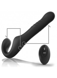 Черный безремневой страпон с вибрацией и возвратно-поступательными движениями - 24 см. - Ibiza - купить с доставкой в Саранске