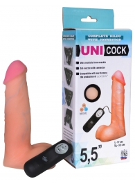 Фаллическая насадка Харнесс UNICOCK 5,5  с вибрацией - 17 см. - LOVETOY (А-Полимер) - купить с доставкой в Саранске