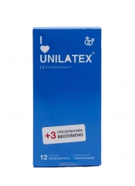 Классические презервативы Unilatex Natural Plain - 12 шт. + 3 шт. в подарок - Unilatex - купить с доставкой в Саранске