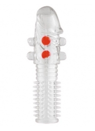 Гелевая прозрачная насадка с шариками и шипами - 14 см. - Toyfa Basic - в Саранске купить с доставкой