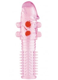 Гелевая розовая насадка с шариками и шипами - 14 см. - ToyFa - в Саранске купить с доставкой