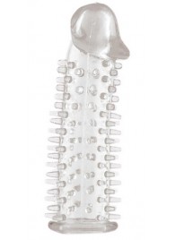 Прозрачная насадка на половой член с закрытой головкой и шипами - 12,5 см. - Toyfa Basic - в Саранске купить с доставкой