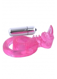 Розовая вибронасадка со стимулятор клитора   Язычок - Toyfa Basic - в Саранске купить с доставкой