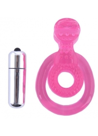Розовая вибронасадка со стимулятор клитора   Язычок - Toyfa Basic - в Саранске купить с доставкой