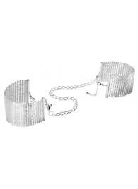 Серебристые наручники-браслеты Desir Metallique Handcuffs - Bijoux Indiscrets - купить с доставкой в Саранске