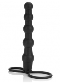 Насадка на пенис для двойного проникновения Silicone Beaded Double Rider - 14 см. - California Exotic Novelties - в Саранске купить с доставкой