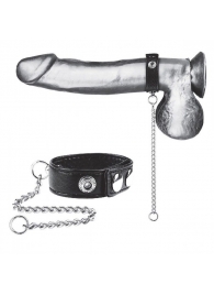 Утяжка на пенис с поводком Snap Cock Ring With 12  Leash - BlueLine - купить с доставкой в Саранске