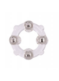 Эрекционное кольцо с 4 бусинами MENZSTUFF STUD RING CLEAR - Dream Toys - в Саранске купить с доставкой