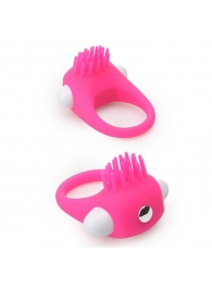 Розовое эрекционное кольцо с щеточкой LIT-UP SILICONE STIMU RING 5 - Dream Toys - в Саранске купить с доставкой