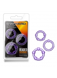 Набор из 3 фиолетовых эрекционных колец Stay Hard Beaded Cockrings - Blush Novelties - в Саранске купить с доставкой