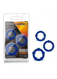 Набор из 3 синих эрекционных колец Stay Hard Beaded Cockrings - Blush Novelties - в Саранске купить с доставкой