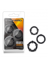 Набор из 3 чёрных эрекционных колец Stay Hard Beaded Cockrings - Blush Novelties - в Саранске купить с доставкой