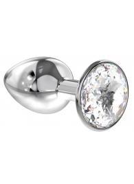 Малая серебристая анальная пробка Diamond Clear Sparkle Small с прозрачным кристаллом - 7 см. - Lola Games - купить с доставкой в Саранске