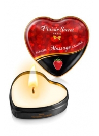 Массажная свеча с ароматом клубники Bougie Massage Candle - 35 мл. - Plaisir Secret - купить с доставкой в Саранске