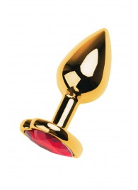 Золотистая анальная пробка с кристаллом-сердцем - 7,5 см. - ToyFa - купить с доставкой в Саранске