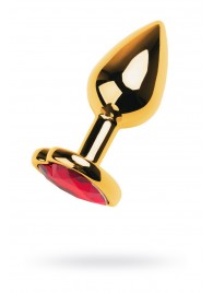 Золотистая анальная пробка с кристаллом-сердцем - 7,5 см. - ToyFa - купить с доставкой в Саранске