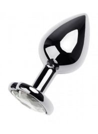 Серебристая анальная пробка с прозрачным кристаллом-сердцем - 8 см. - ToyFa - купить с доставкой в Саранске