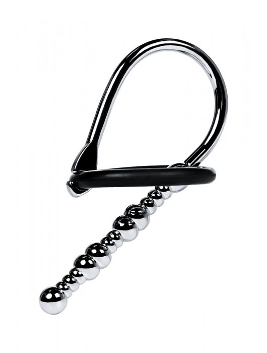 Серебристый уретральный плаг-бусины TOYFA Metal с мягким фиксириющим кольцом - ToyFa - купить с доставкой в Саранске