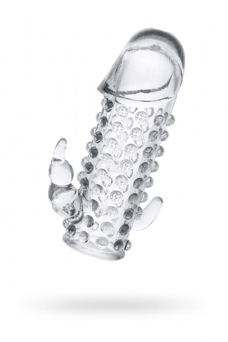 Гелевая прозрачная насадка с 2 отростками - 13 см. - Toyfa Basic - в Саранске купить с доставкой