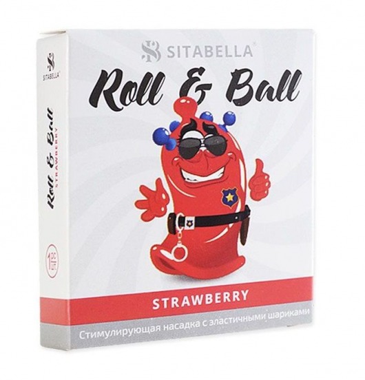 Стимулирующий презерватив-насадка Roll   Ball Strawberry - Sitabella - купить с доставкой в Саранске