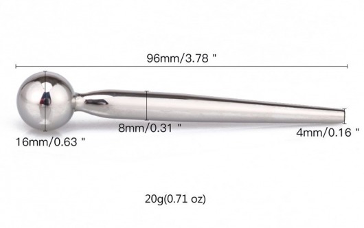 Гладкий металлический уретральный плаг с шариком - 9,6 см. - Notabu - купить с доставкой в Саранске