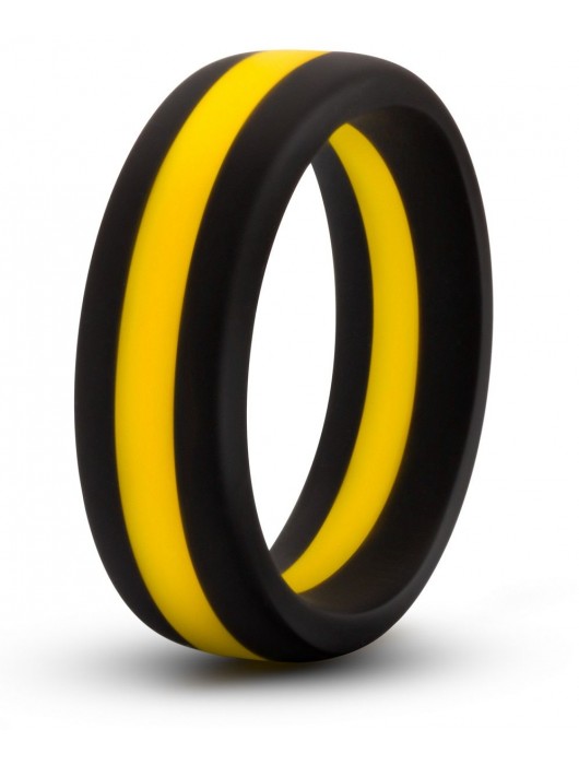 Черно-желтое силиконовое эрекционное кольцо Silicone Go Pro Cock Ring - Blush Novelties - в Саранске купить с доставкой