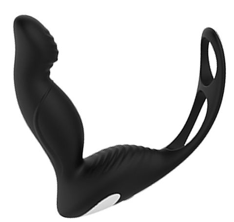 Черный вибромассажер простаты P-PLEASER W ERECTION ENHANCE - Dream Toys - в Саранске купить с доставкой