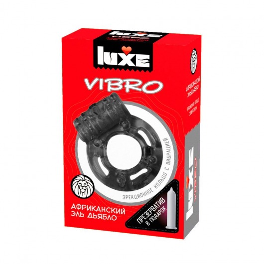 Чёрное эрекционное виброкольцо Luxe VIBRO  Африканский Эль Дьябло  + презерватив - Luxe - в Саранске купить с доставкой