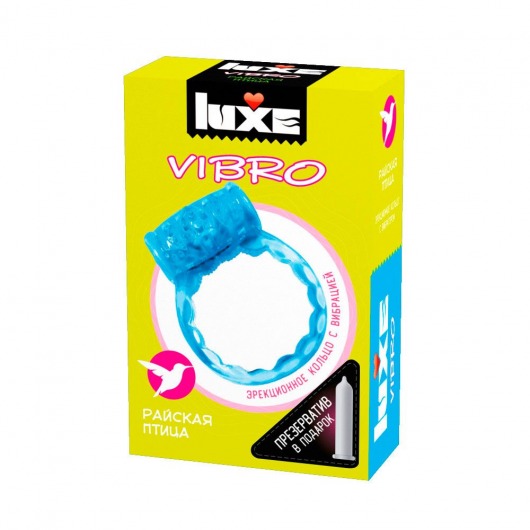 Голубое эрекционное виброкольцо Luxe VIBRO  Райская птица  + презерватив - Luxe - в Саранске купить с доставкой