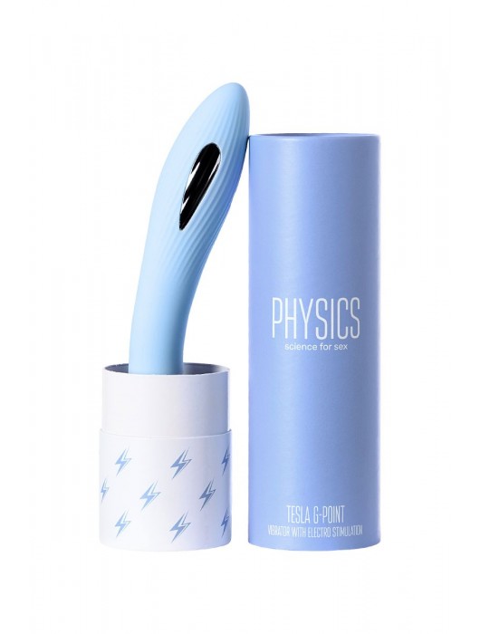Голубой силиконовый вибратор с электростимуляцией TESLA G-POINT - 21 см. - ToyFa - купить с доставкой в Саранске