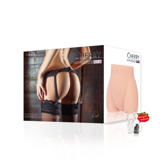 Мастурбатор-полуторс Cherry с вибрацией и двумя любовными тоннелями - KOKOS - в Саранске купить с доставкой