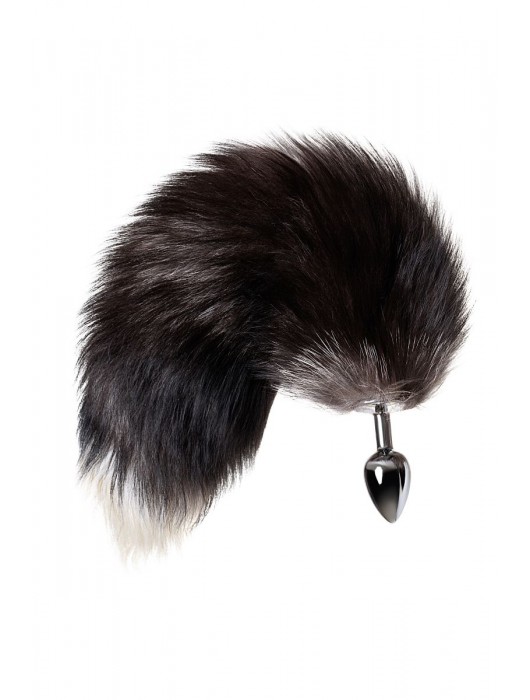 Серебристая металлическая анальная втулка с хвостом чернобурой лисы - размер S - ToyFa - купить с доставкой в Саранске